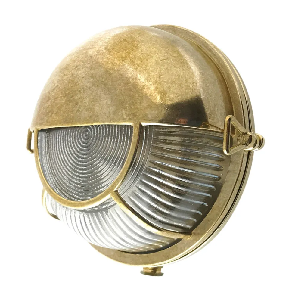 Außenlampe Wand Echt-Messing Glas E27 IP64 in Messing