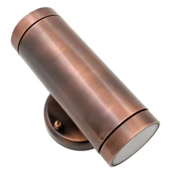 Außenlampe Wand Echt-Messing Glas GU10 IP44 Up Down