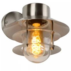 Außenlampe Wand Glas Aluminium in Chrom IP44 E27 Balkon