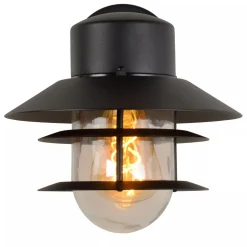 Außenlampe Wand Glas Aluminium Schwarz IP44 E27 Balkon