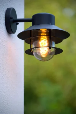 Außenlampe Wand Glas Aluminium Schwarz IP44 E27 Balkon