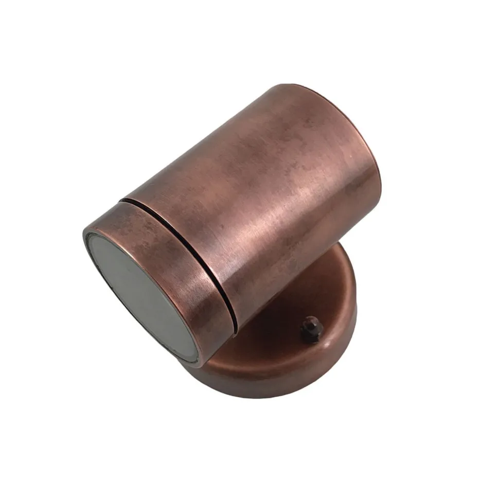 Außenlampe Wand Glas Messing GU10 IP64 in Kupfer antik