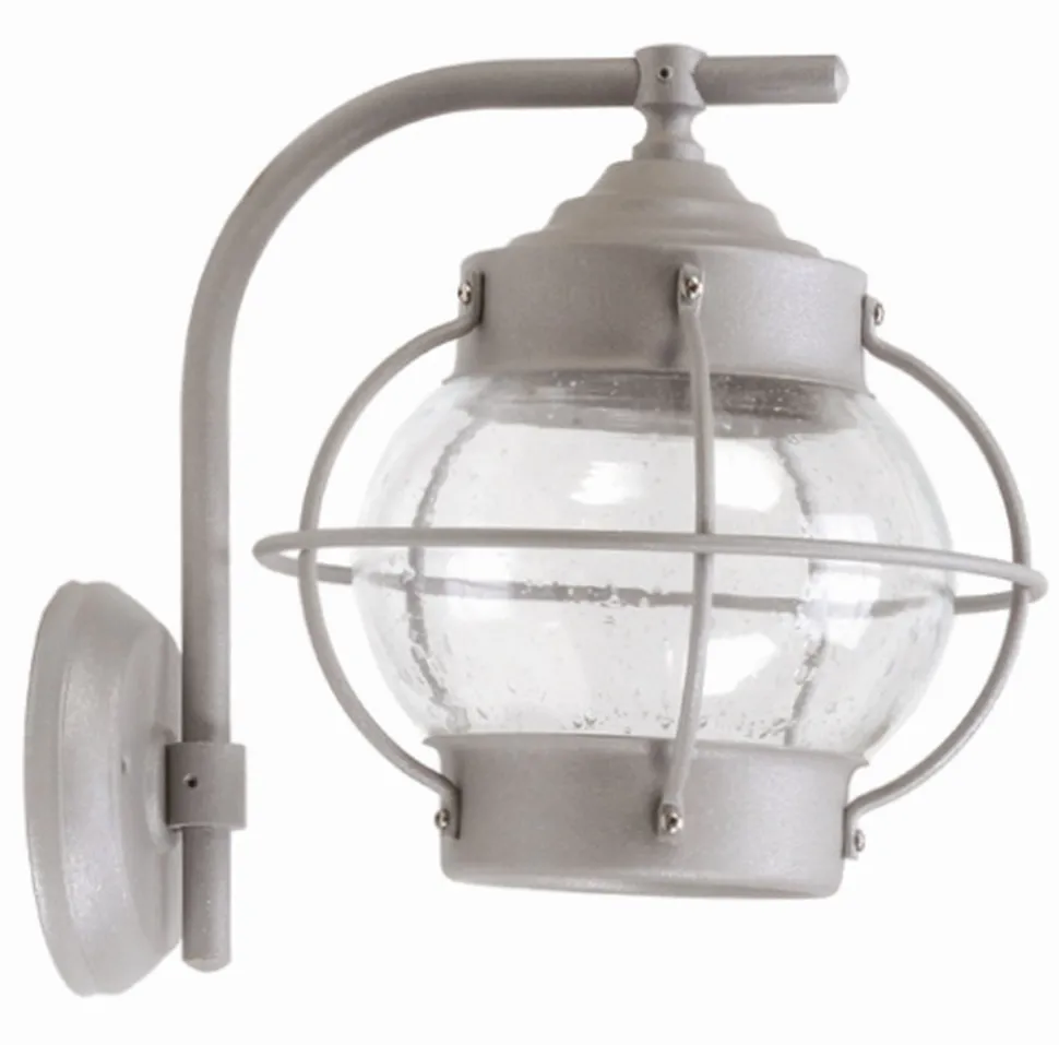 Außenlampe Wand Grau Messing Glas E27 IP23 22 cm hoch