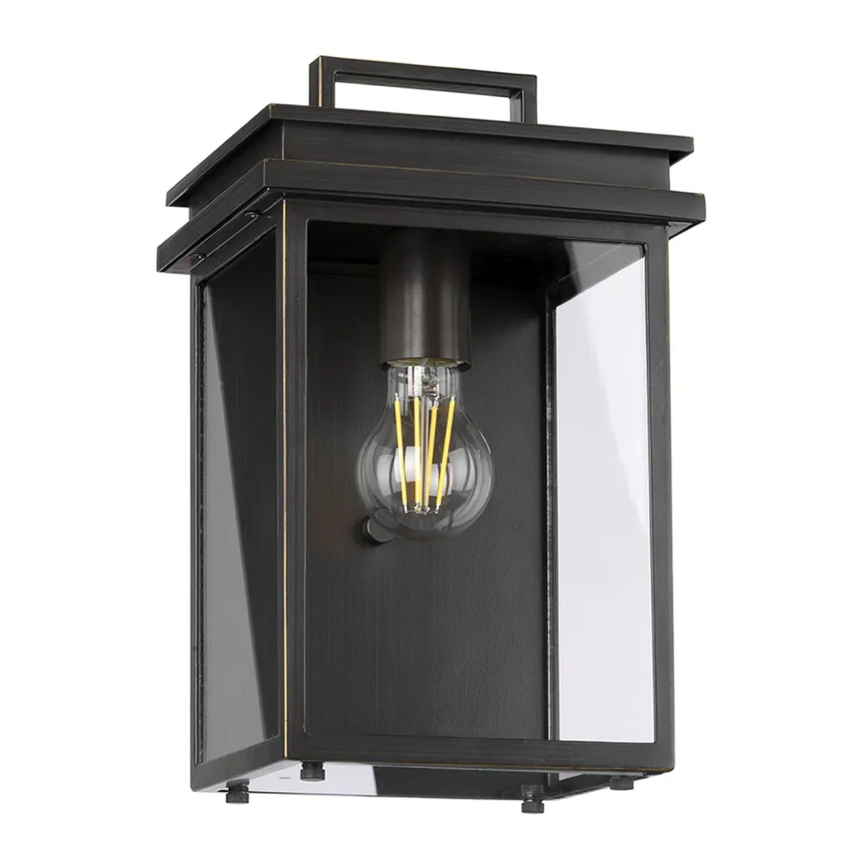 Außenlampe Wand in Bronze antik Aluminium Glas IP44 E27