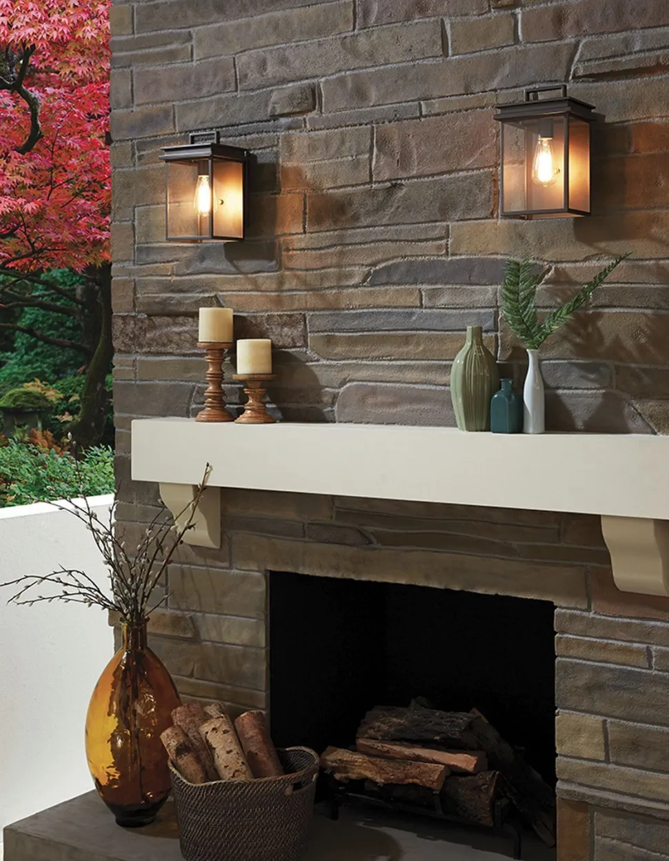 Außenlampe Wand in Bronze antik Aluminium Glas IP44 E27