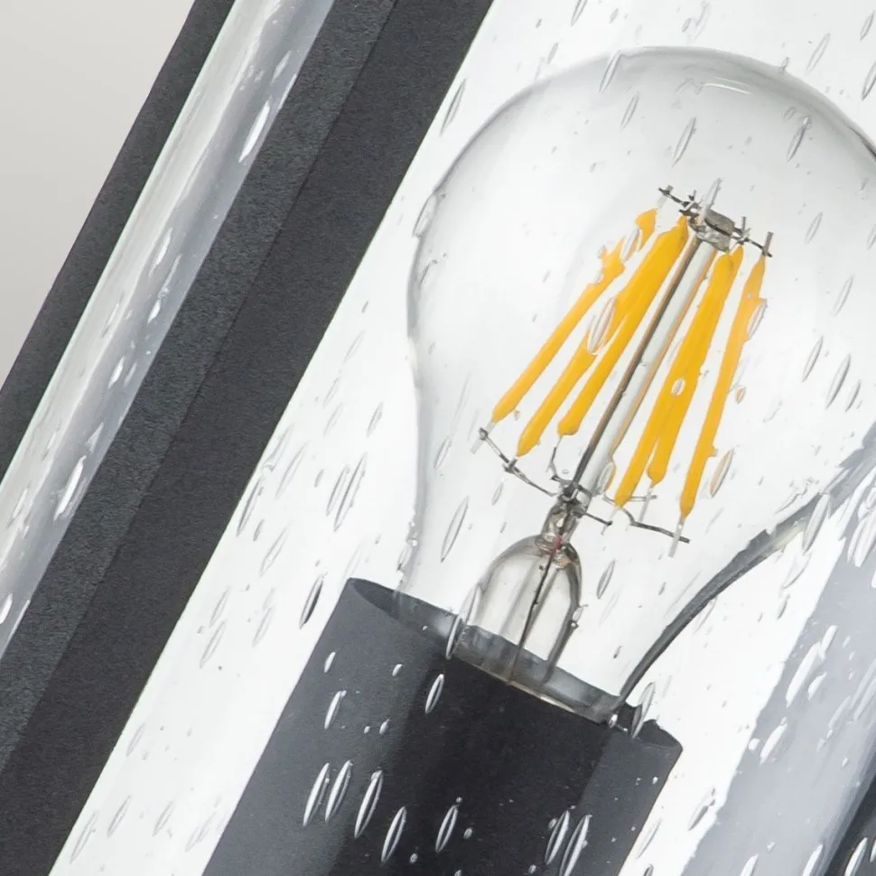 Außenlampe Wand IP44 E27 Schwarz Metall Regenglas MERYL