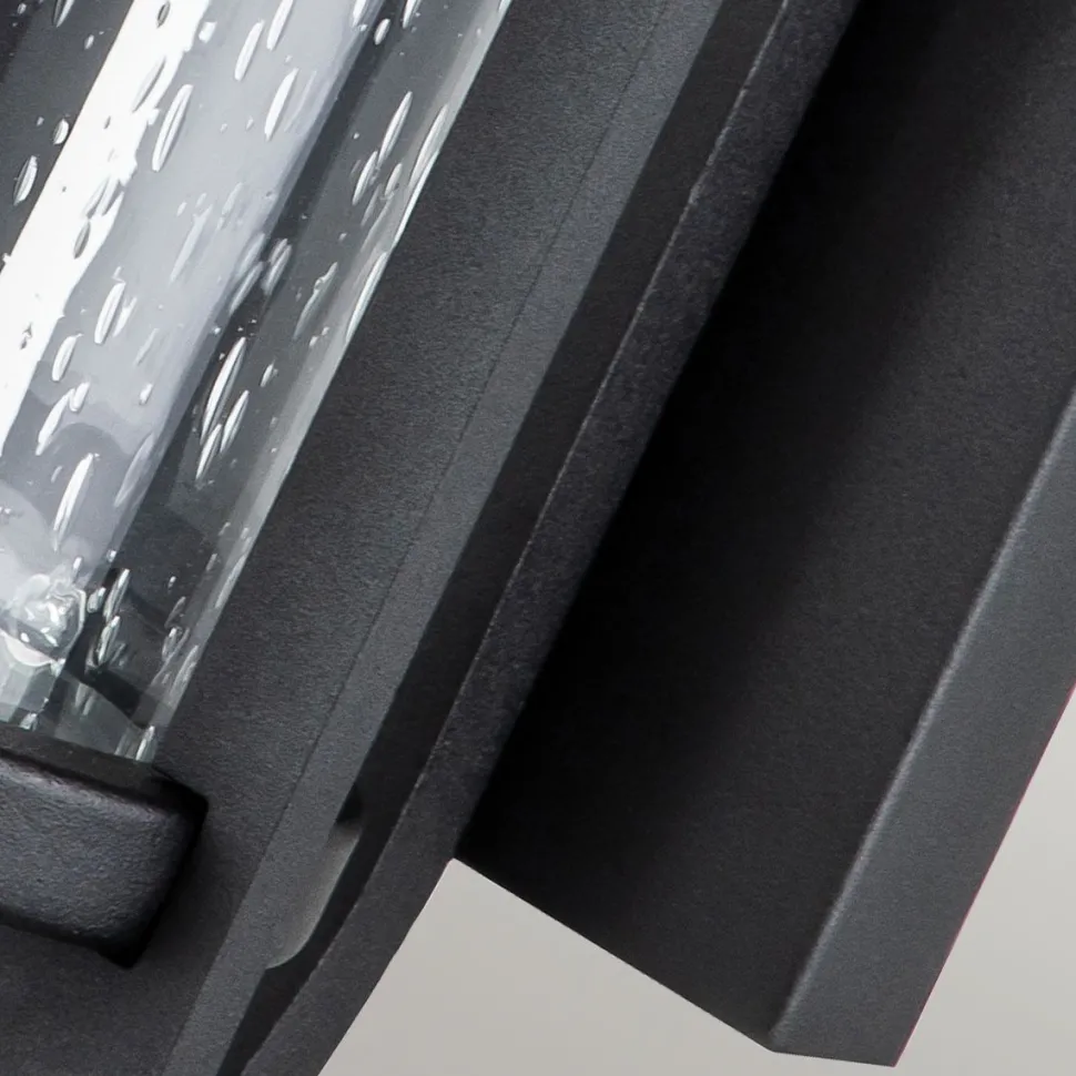 Außenlampe Wand IP44 E27 Schwarz Metall Regenglas MERYL