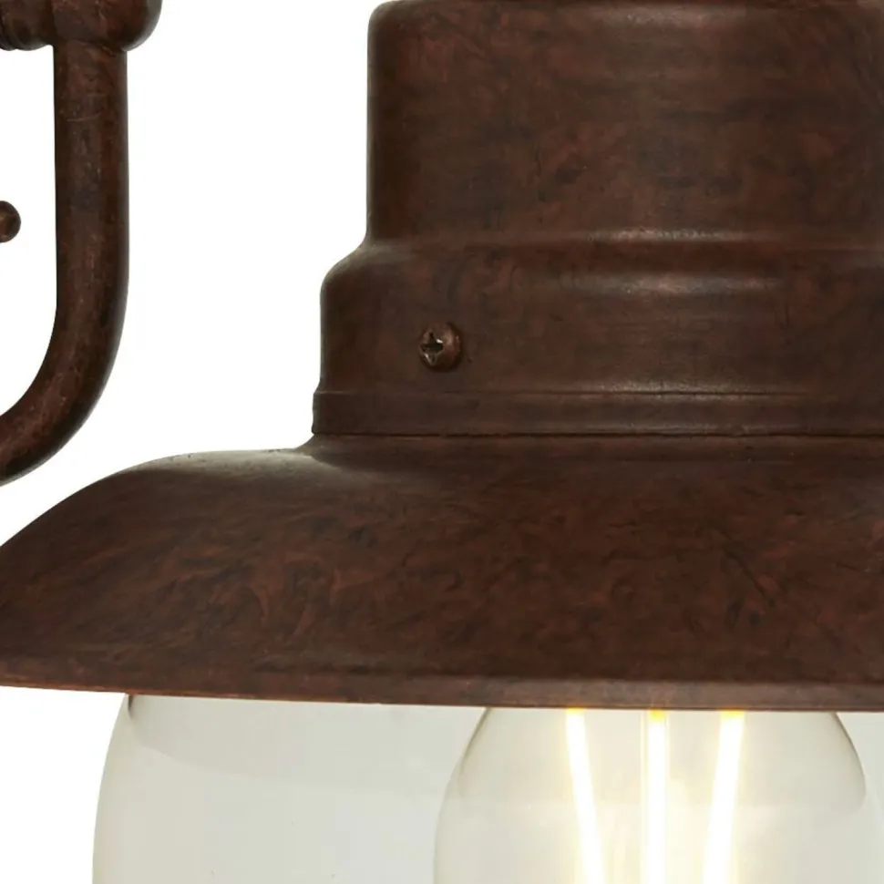 Außenlampe Wand IP44 H: 27 cm E27 Braun Glas Metall Maritim