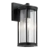 Außenlampe Wand IP44 H: 29 cm Glas Aluminium Schwarz