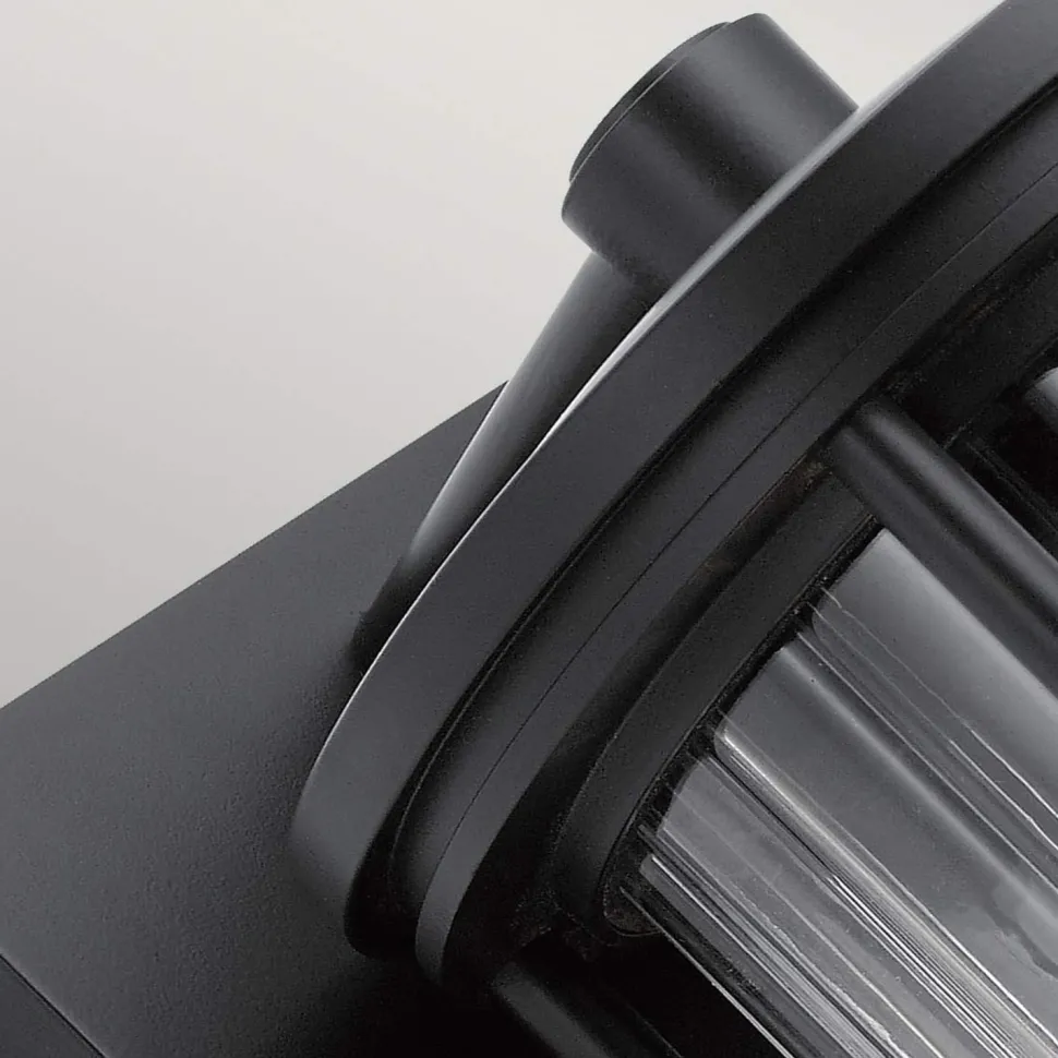 Außenlampe Wand IP44 H: 29 cm Glas Aluminium Schwarz