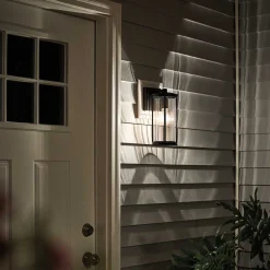 Außenlampe Wand IP44 H: 29 cm Glas Aluminium Schwarz