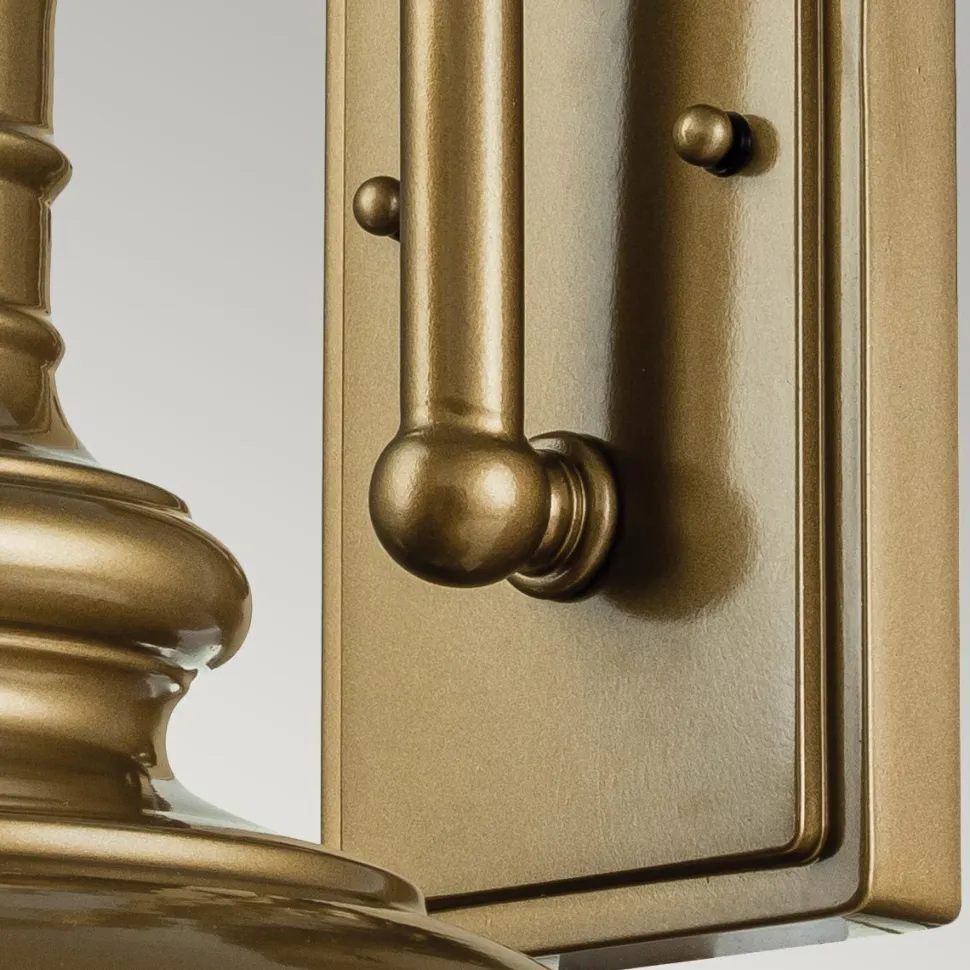 Außenlampe Wand IP44 in Messing antik E27 Glas Aluminium