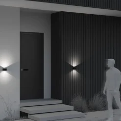 Außenlampe Wand LED Aluminium Glas Up Down 11 cm breit