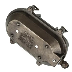 Außenlampe Wand Maritim Messing Riffelglas Schwarz antik