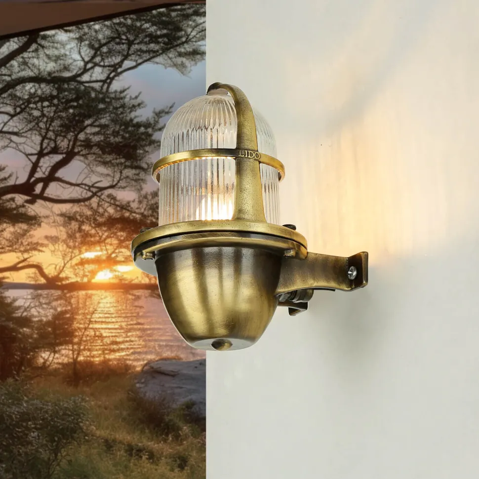 Außenlampe Wand Mesisng Glas massiv rostfrei