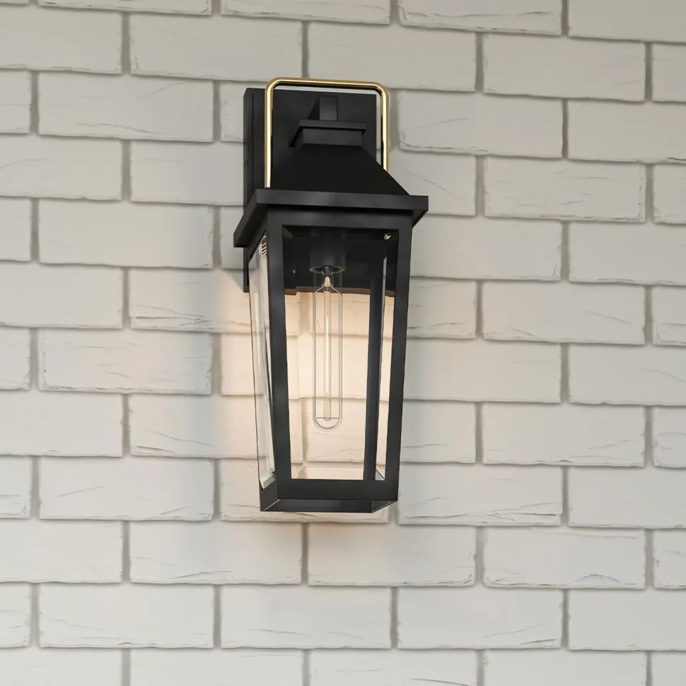 Außenlampe Wand Schwarz E27 IP44 H: 42,9 cm Rustikal
