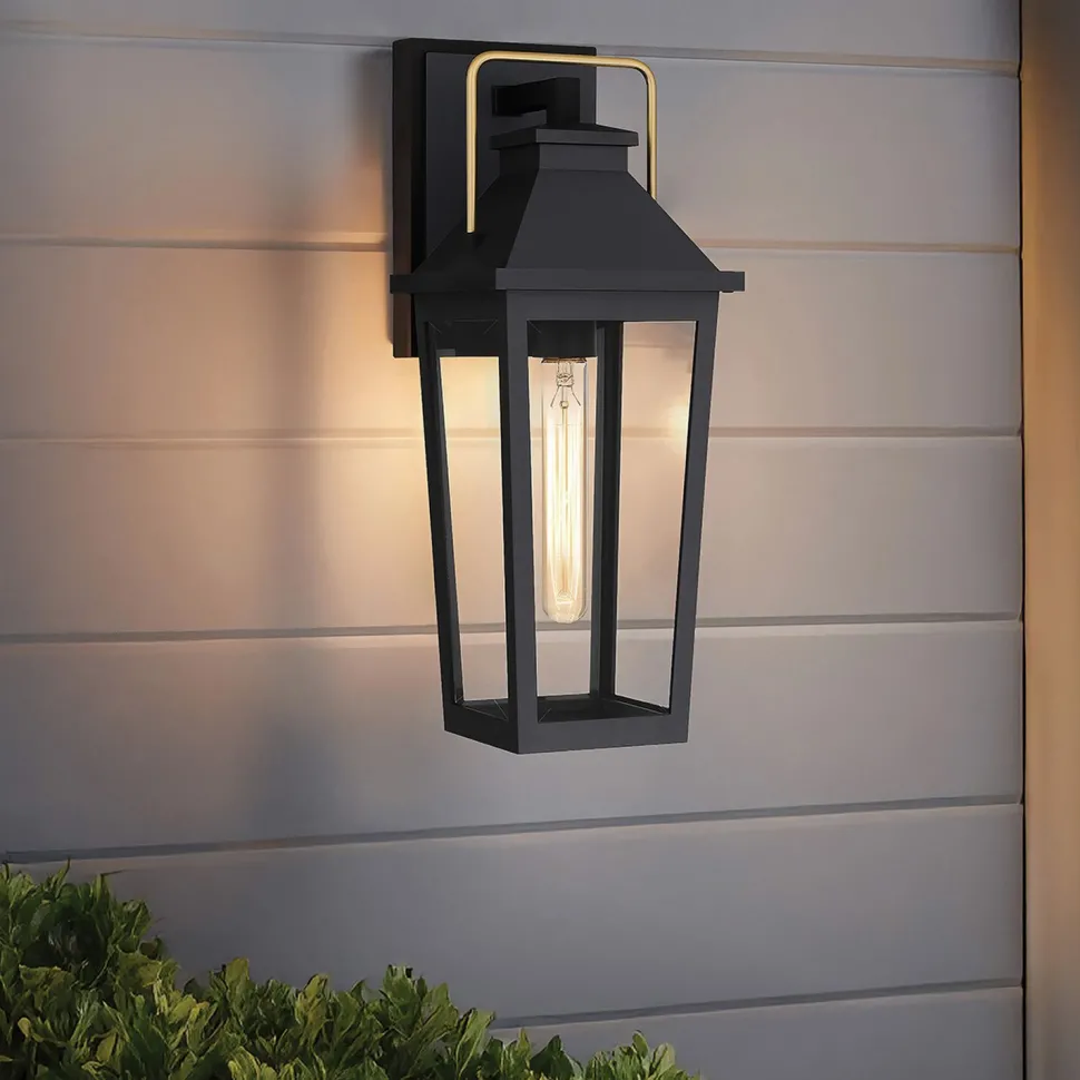 Außenlampe Wand Schwarz E27 IP44 H: 42,9 cm Rustikal