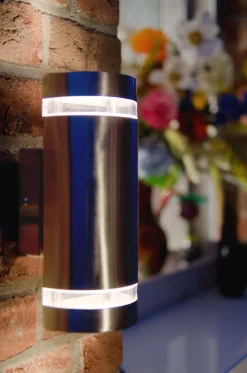 Außenlampe Wand Up Down Edelstahl H:23,5 cm IP44 GU10