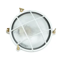 Außenlampe Weiß Messing Glas Ø 21 cm E27 IP64 SERIFOS