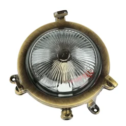 Außenleuchte Bullauge G9 Ø 14 cm Messing Glas