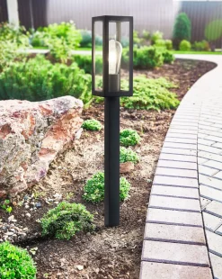 Außenleuchte Edelstahl Glas IP44 E27 90 cm Schwarz