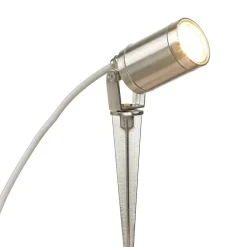 Außenleuchte Erdspieß Echt-Messing GU10 IP64 in Nickel