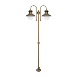 Außenleuchte 2-flammig 210 cm E27 IP44 Messing Maritim