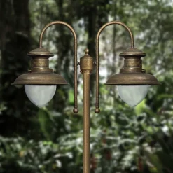 Außenleuchte 2-flammig 210 cm E27 IP44 Messing Maritim