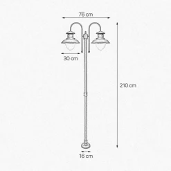 Außenleuchte 2-flammig 210 cm E27 IP44 Messing Maritim