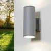 Außenleuchte Grau Up Down Aluminium Glas Fassade Haus
