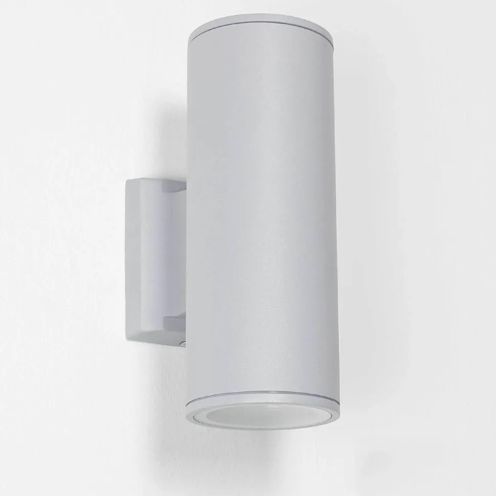 Außenleuchte Grau Up Down Aluminium Glas Fassade Haus