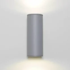 Außenleuchte Grau Up Down Aluminium Glas Fassade Haus