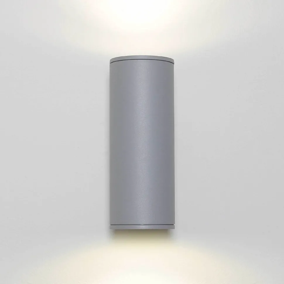Außenleuchte Grau Up Down Aluminium Glas Fassade Haus