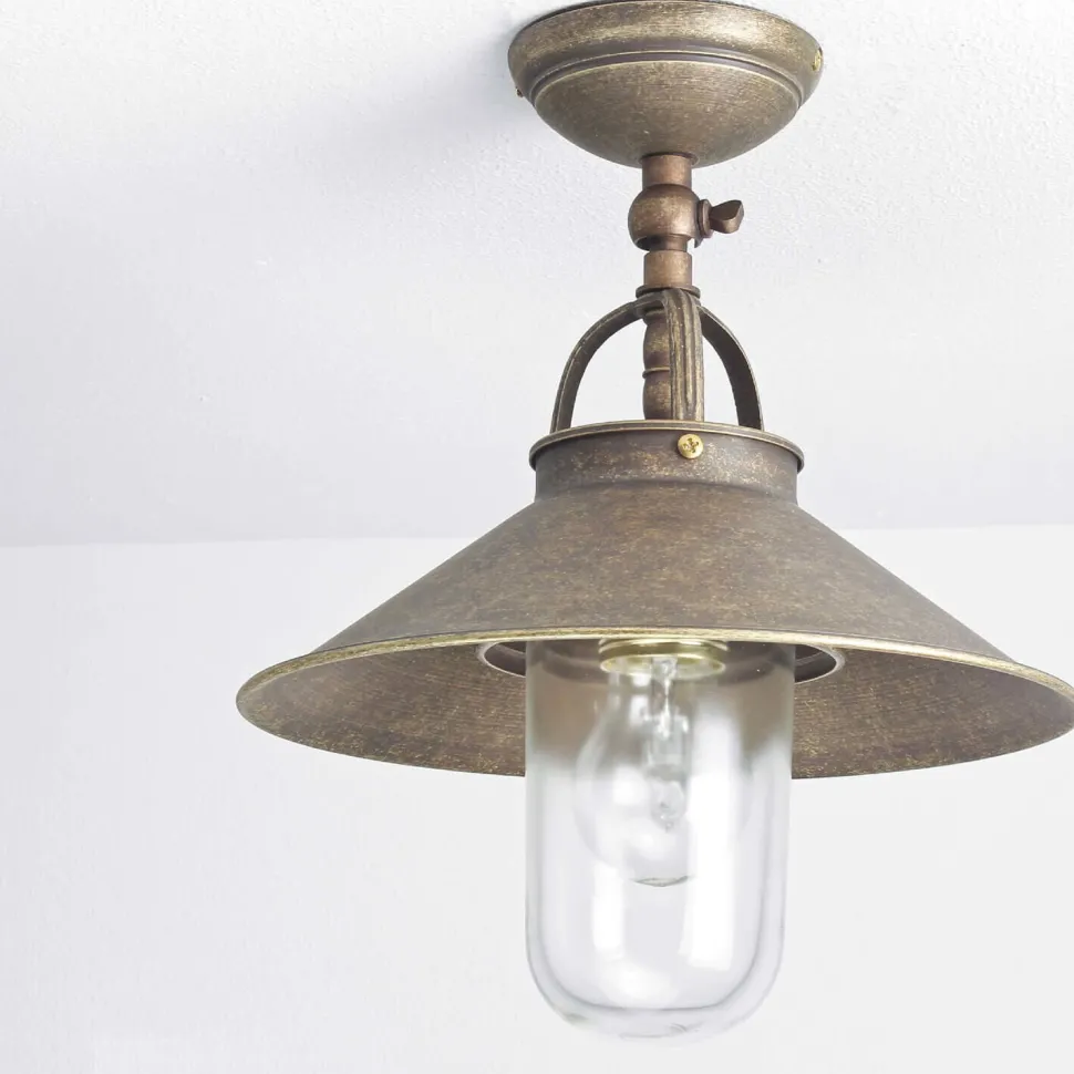 Außenleuchte in Bronze Antik aus Messing Glas