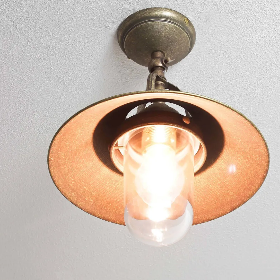 Außenleuchte in Bronze Antik aus Messing Glas