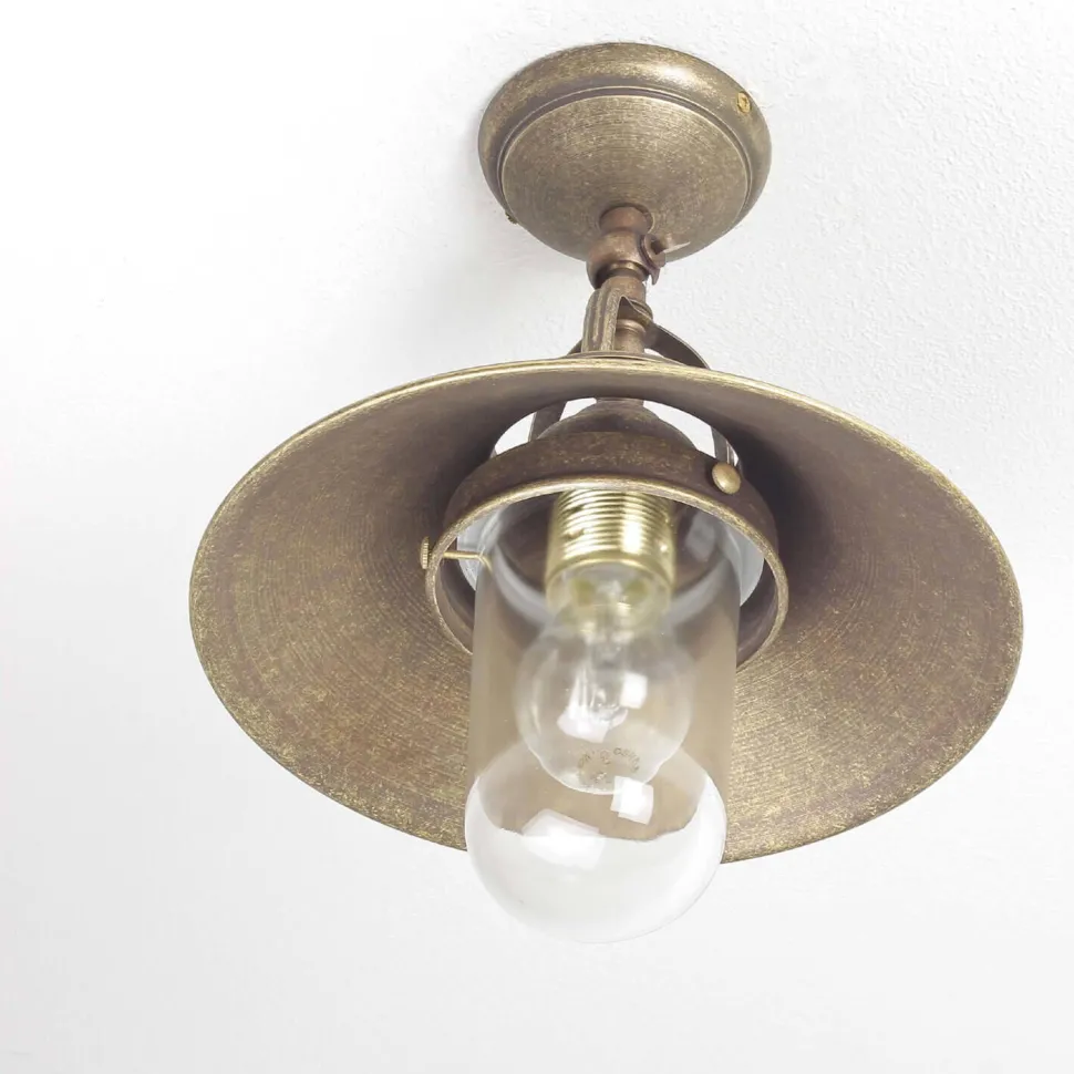 Außenleuchte in Bronze Antik aus Messing Glas