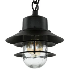 Außenleuchte IP44 E27 Schwarz Glas Edelstahl Maritim