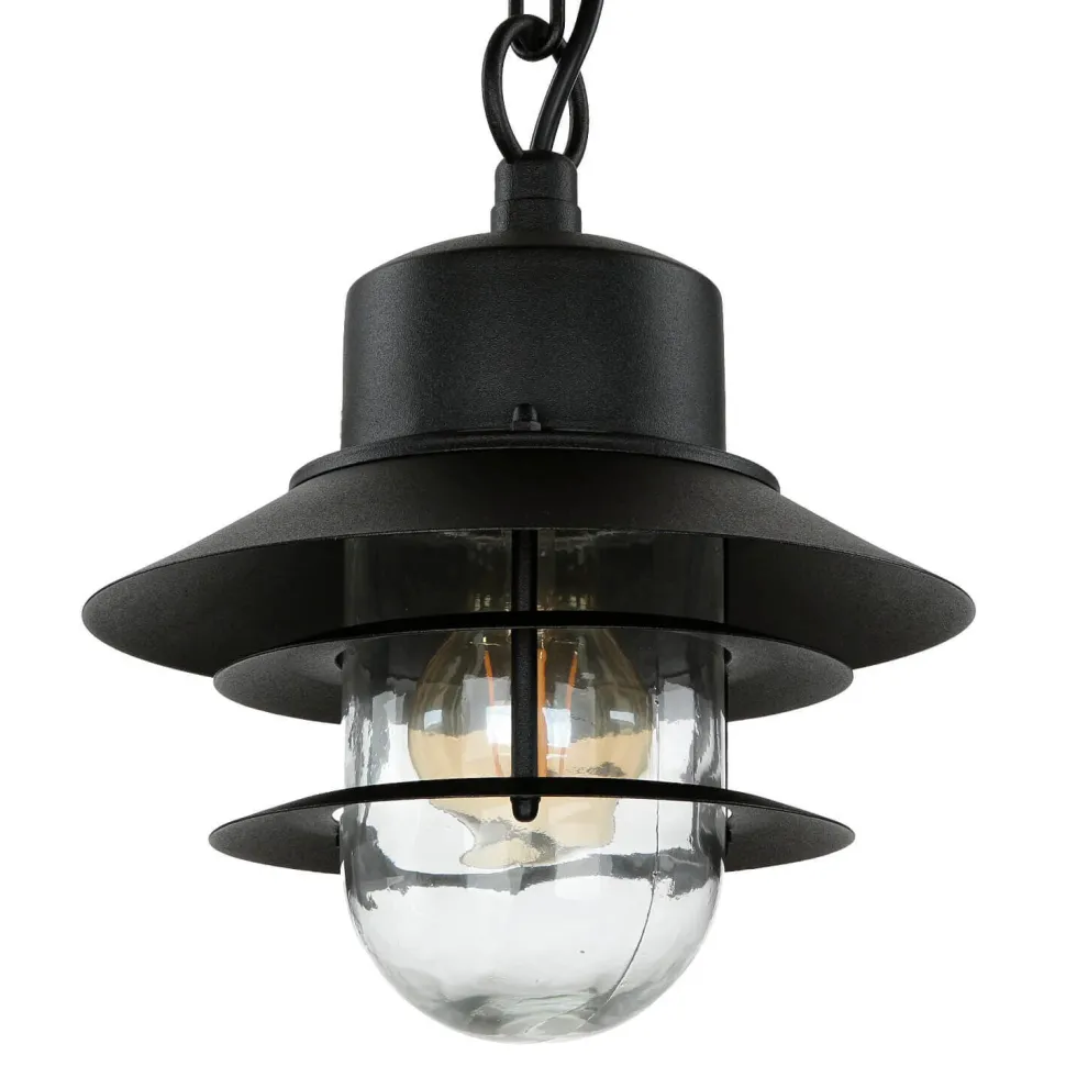 Außenleuchte IP44 E27 Schwarz Glas Edelstahl Maritim