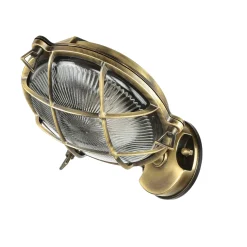 Außenleuchte Maritim Echt-Messing Riffelglas IP64 E27 SERIFOS