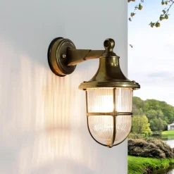 Außenleuchte Messing Rostfrei Glasschirm SANTORIN