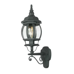 Außenleuchte Rustikal E27 Grau Glas Alu H: 54 cm IP23