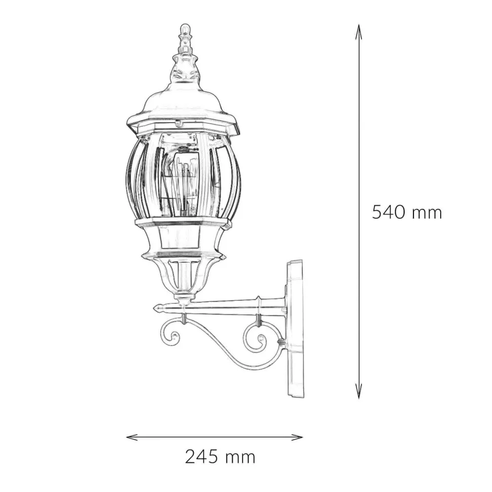 Außenleuchte Rustikal E27 Grau Glas Alu H: 54 cm IP23