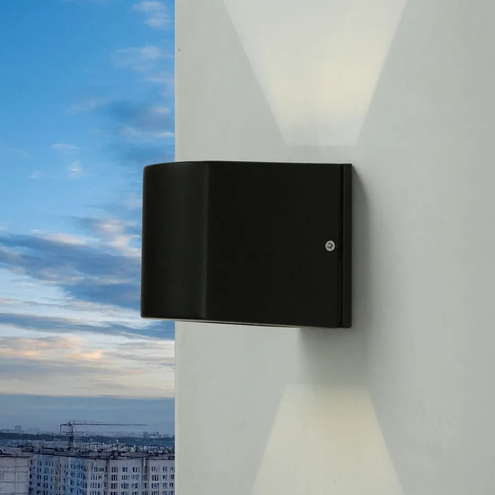 Außenleuchte Schwarz IP44 Up Down Aluminium Glas klein