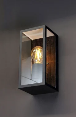 Außenleuchte Vintage Schwarz Holz B:11,5 cm IP44 E27