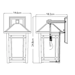 Außenleuchte Wand E27 IP44 H: 24,8 cm Aluminium Glas