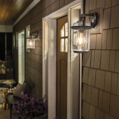 Außenleuchte Wand Glas Aluminium E27 IP44 35,6 cm hoch