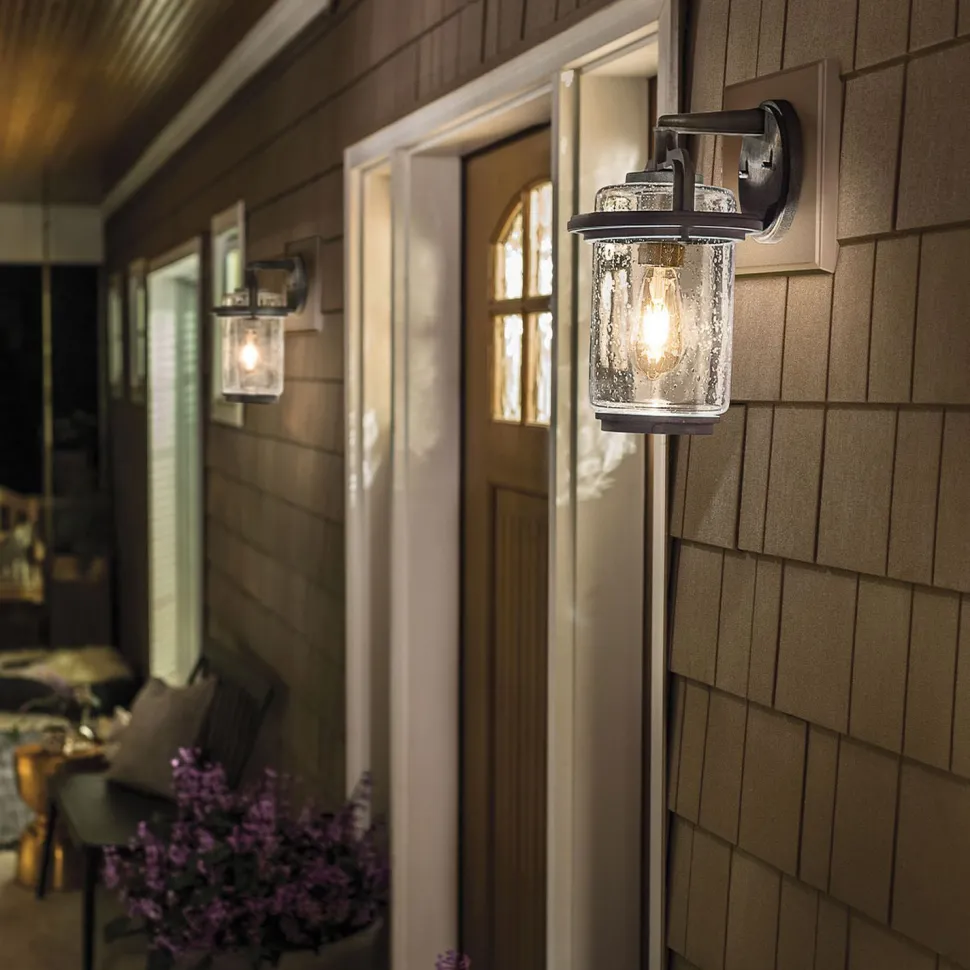 Außenleuchte Wand Glas Aluminium E27 IP44 35,6 cm hoch