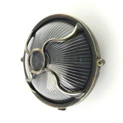 Außenleuchte Wand Glas Echt-Messing E27 IP64 rund