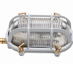 Außenleuchte Wand Glas Messing E27 IP64 B: 18 cm Grau Keller