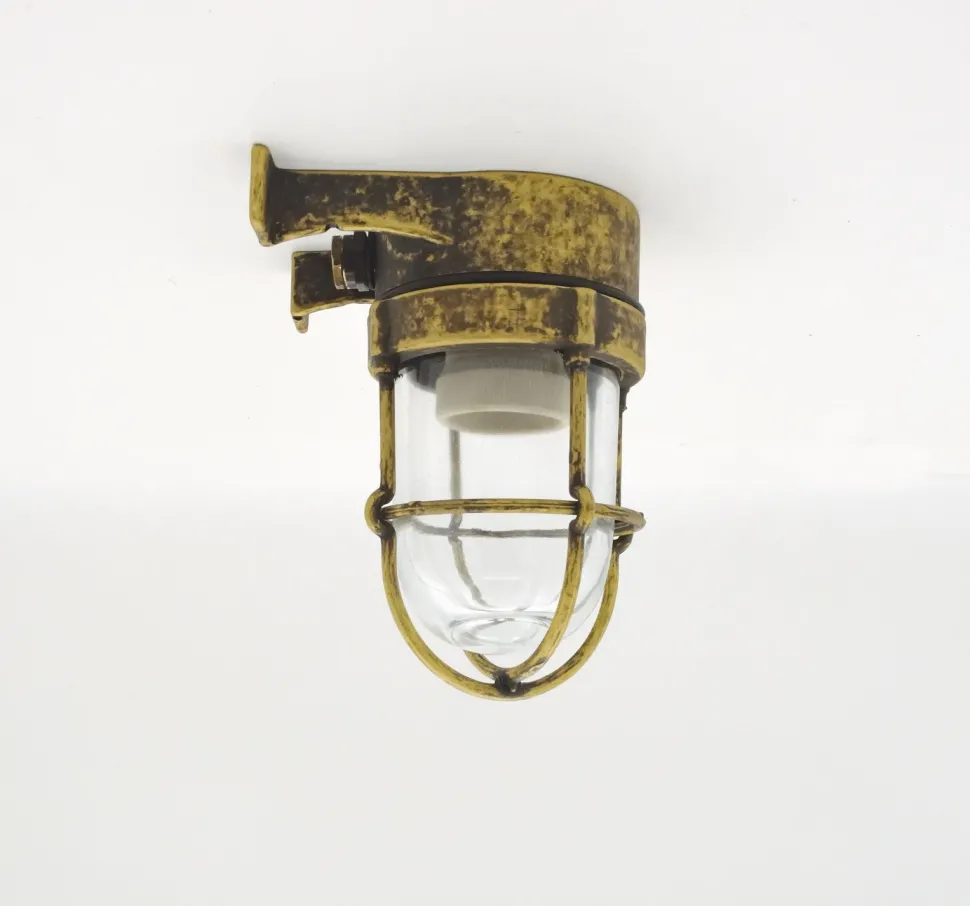 Außenleuchte Wand Glas Messing E27 IP64 H: 16,5 cm